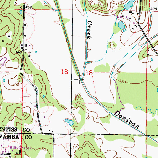 Topographic Map of Casey Creek, MS
