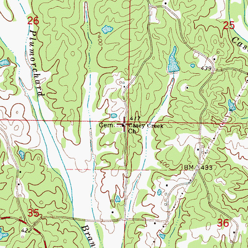 Topographic Map of Casey Creek Church, MS