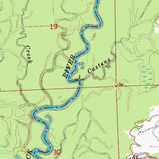 Topographic Map of Castens Creek, MS