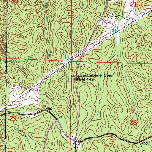 Topographic Map of Castleberry Cemetery, MS