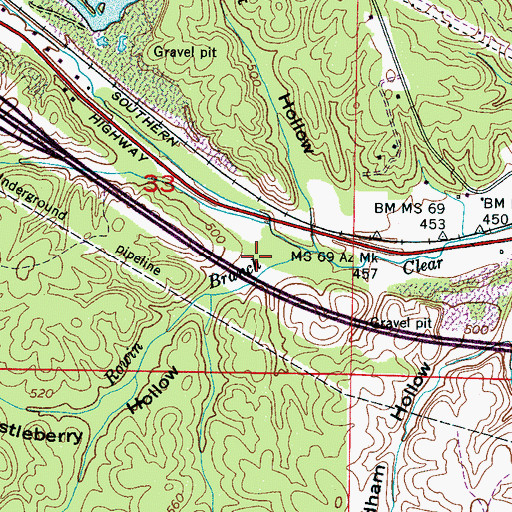 Topographic Map of Castleberry Hollow, MS