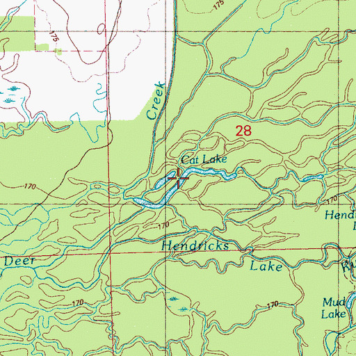 Topographic Map of Cat Lake, MS