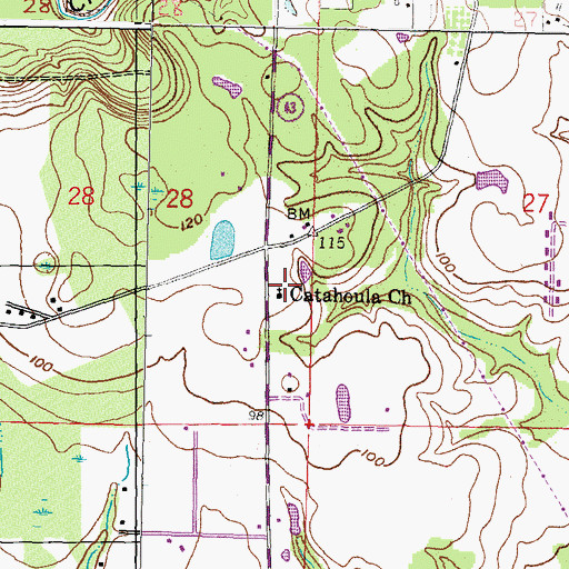 Topographic Map of Catahoula Church, MS