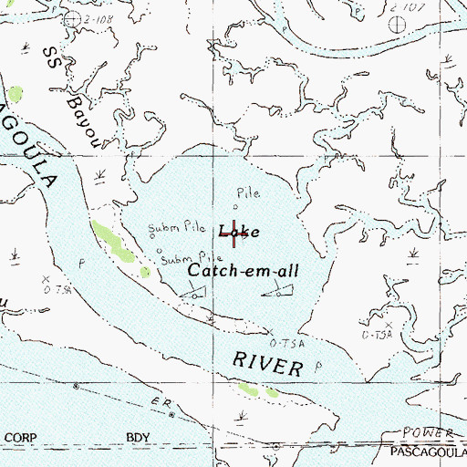 Topographic Map of Lake Catch-em-all, MS