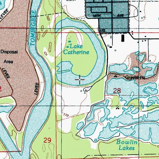 Topographic Map of Lake Catherine, MS