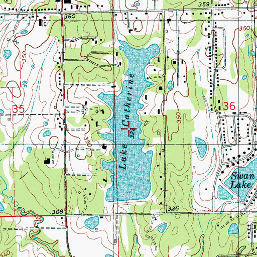 Topographic Map of Lake Catherine, MS