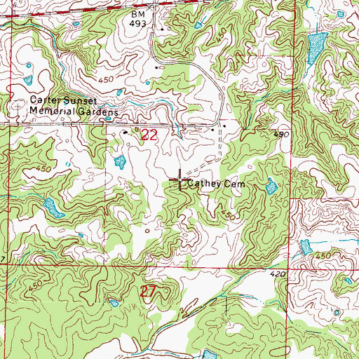 Topographic Map of Cathey Cemetery, MS