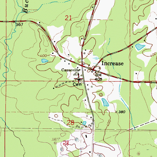 Topographic Map of Causeyville Baptist Church, MS