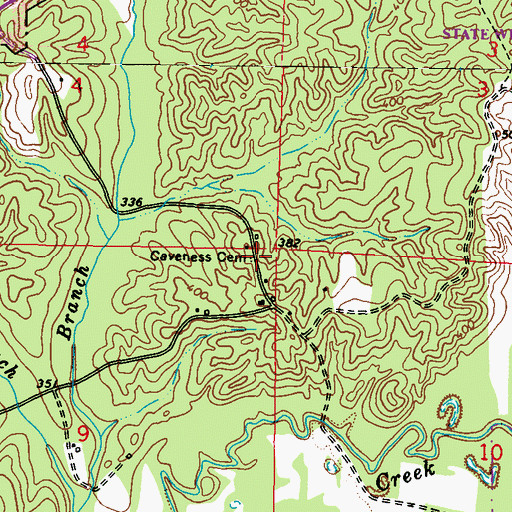 Topographic Map of Caveness Cemetery, MS