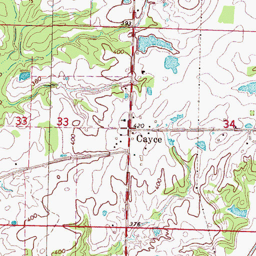 Topographic Map of Cayce, MS