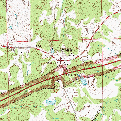 Topographic Map of Cayuga, MS