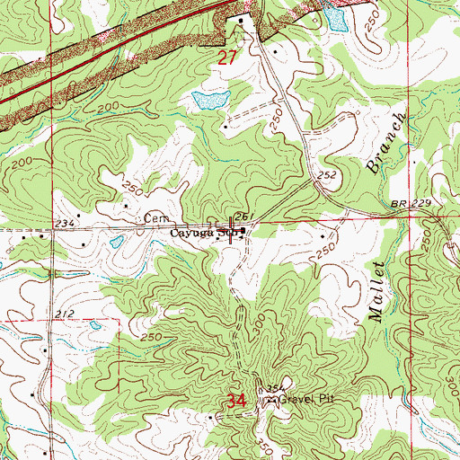 Topographic Map of Cayuga School, MS