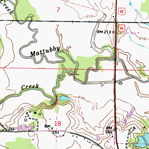 Topographic Map of Cedar Creek, MS