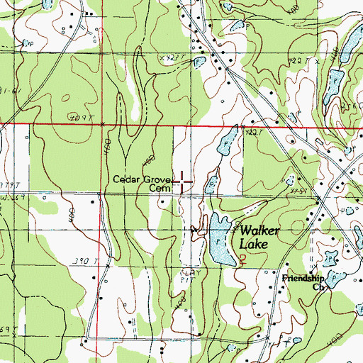 Topographic Map of Cedar Grove Cemetery, MS