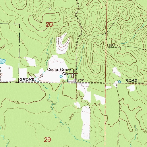 Topographic Map of Cedar Grove Cemetery, MS