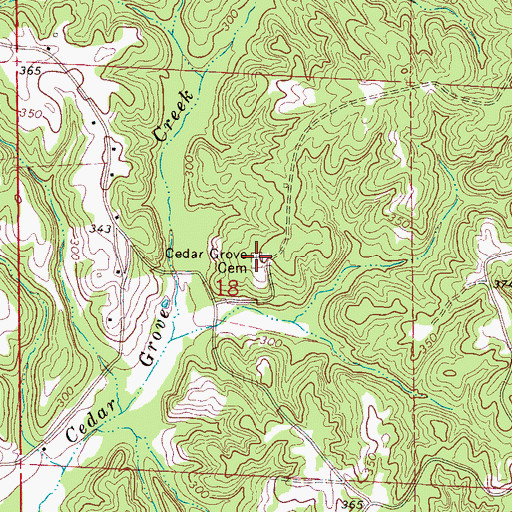 Topographic Map of Cedar Grove Cemetery, MS