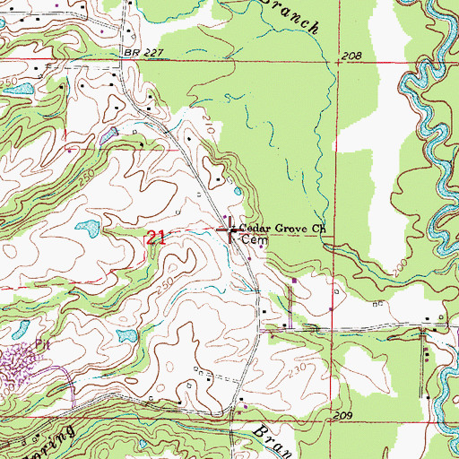 Topographic Map of Cedar Grove Church, MS
