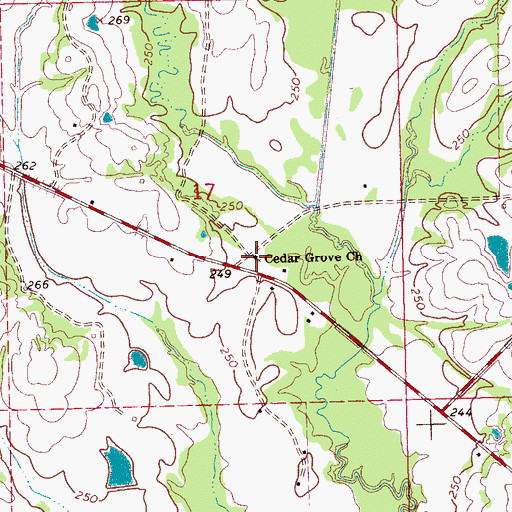 Topographic Map of Cedar Grove Church, MS