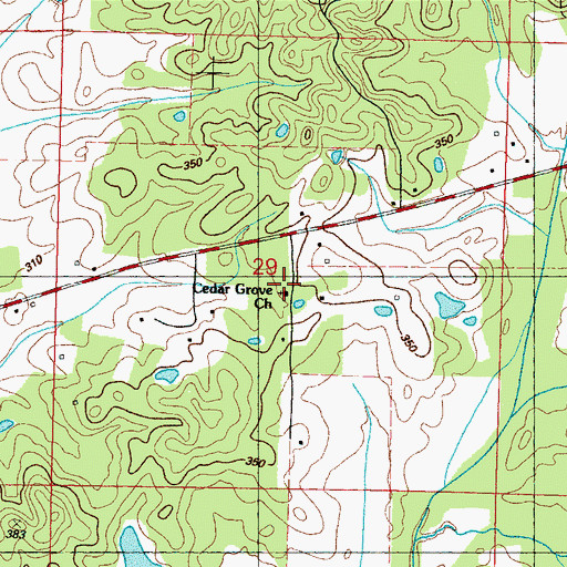 Topographic Map of Cedar Grove Baptist Church, MS