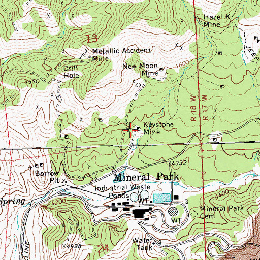 Topographic Map of Keystone Mine, AZ