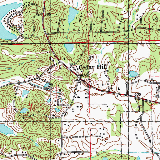 Topographic Map of Cedar Hill, MS