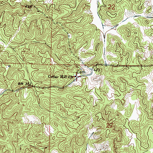 Topographic Map of Cedar Hill Church, MS
