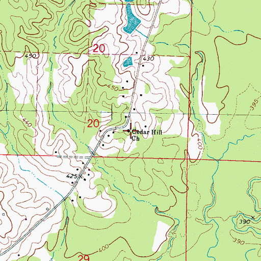 Topographic Map of Cedar Hill Church, MS