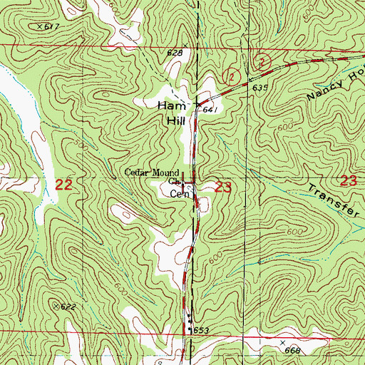 Topographic Map of Cedar Mound Church, MS