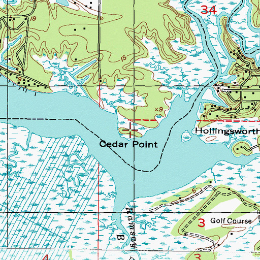 Topographic Map of Cedar Point, MS