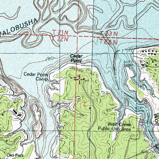 Topographic Map of Cedar Point, MS