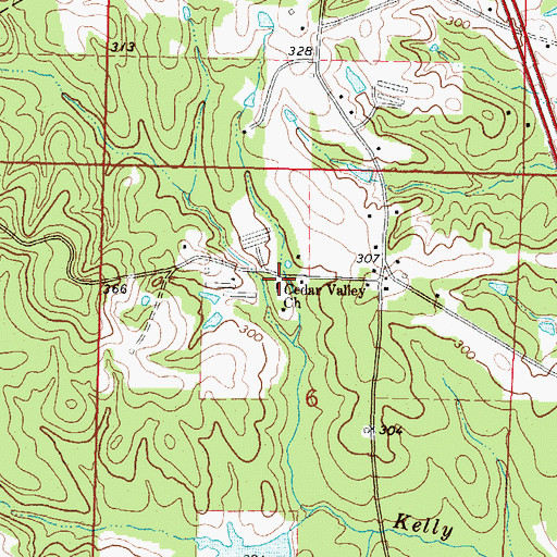 Topographic Map of Cedar Valley Church, MS