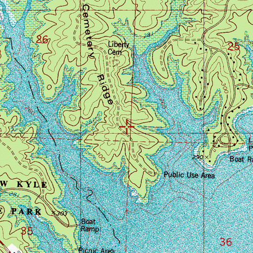 Topographic Map of Cemetery Ridge, MS