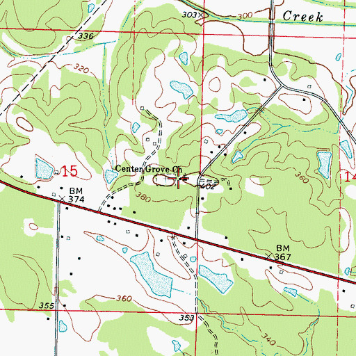 Topographic Map of Center Grove Baptist Church, MS