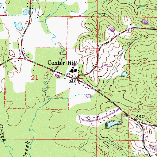 Topographic Map of Center Hill, MS