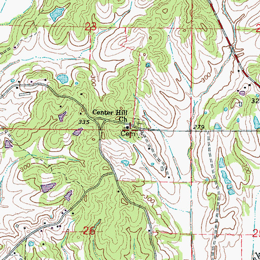 Topographic Map of Center Hill Church, MS