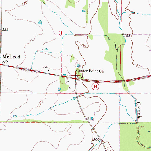 Topographic Map of Center Point Church, MS