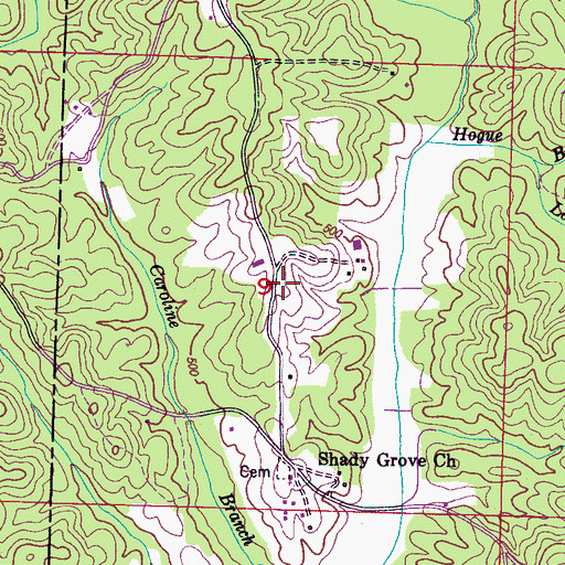 Topographic Map of Center Point School, MS