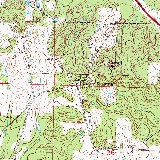 Topographic Map of Center Ridge Church, MS