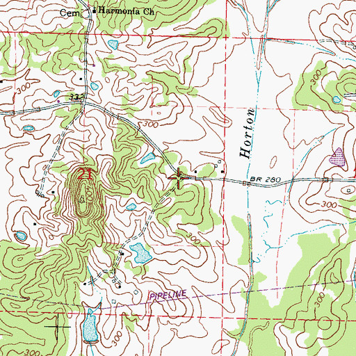 Topographic Map of Center Ridge Church, MS