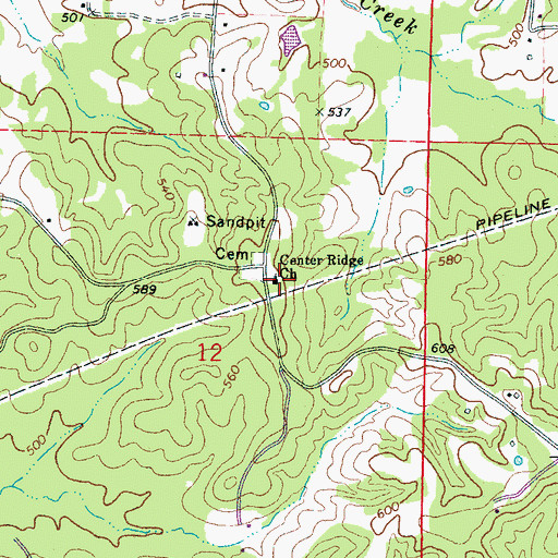 Topographic Map of Center Ridge Church, MS