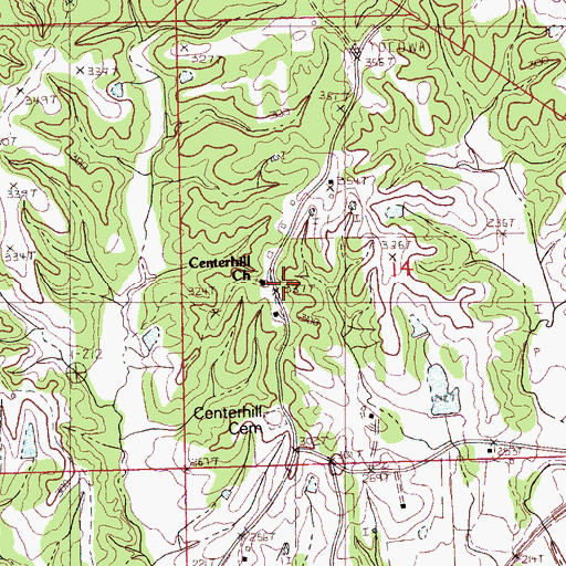 Topographic Map of Centerhill Church, MS