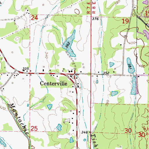 Topographic Map of Centerville, MS