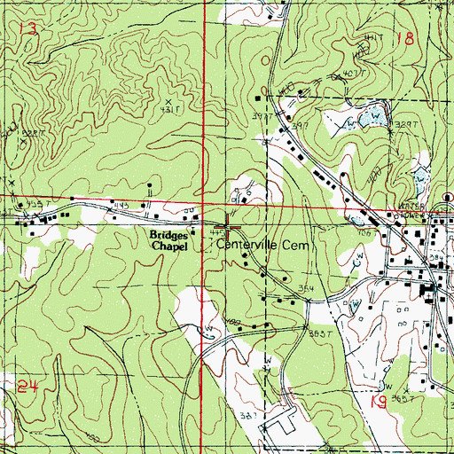 Topographic Map of Centerville Cemetery, MS