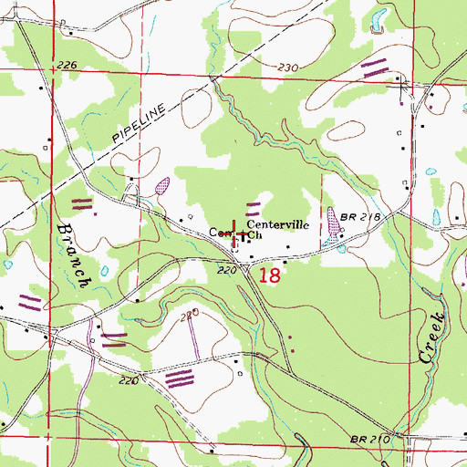 Topographic Map of Centerville Baptist Church, MS