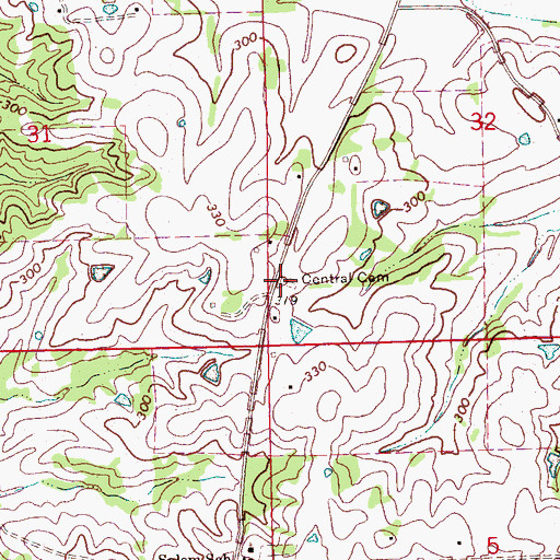 Topographic Map of Central Cemetery, MS