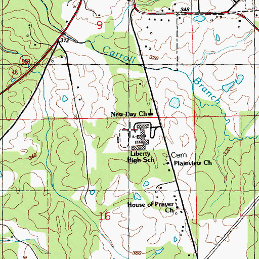 Topographic Map of Central High School, MS