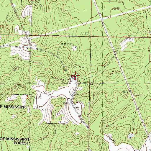 Topographic Map of Central Lookout, MS