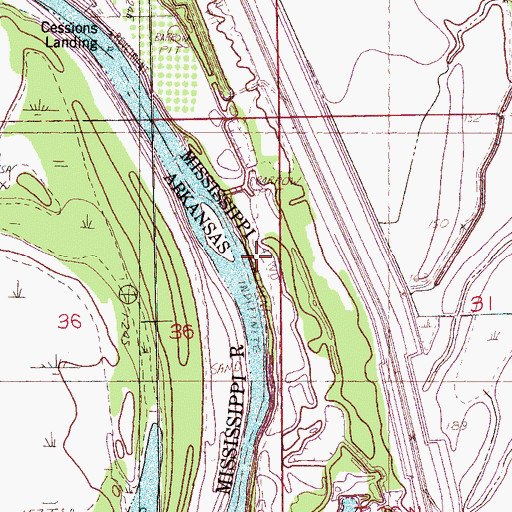 Topographic Map of Cessions Revetment, MS