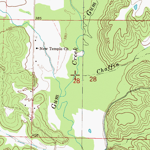 Topographic Map of Chaffin Branch, MS