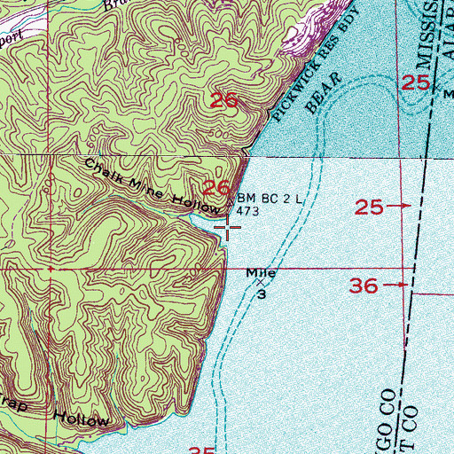 Topographic Map of Chalk Mine Hollow, MS